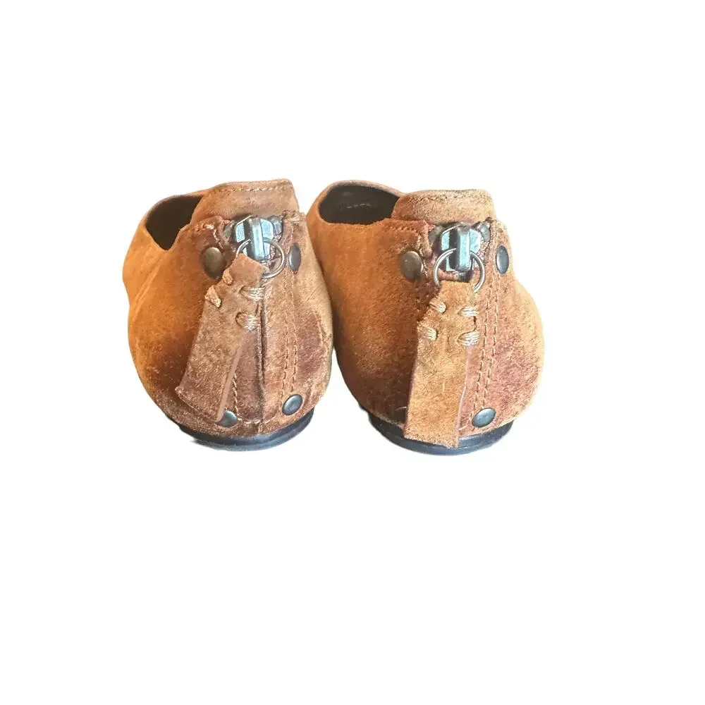 Vera Wang Rust Brown Leather Ballet Flats Back Zip Women’s Size 7